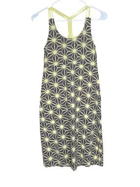 Bloom organic cotton active tennis dress knee length geometric grey & yellow S